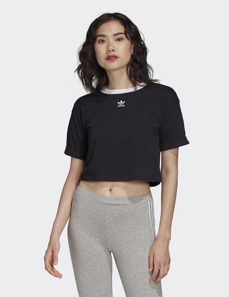 Manhattan golondrina Coordinar Camiseta Adidas CROP TOP - Negro