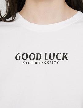 Camiseta Kaotiko TIE DYE GOOD LUCK - Blanco