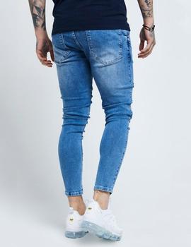 Pantalón Siksilk DISTRESSED SKINNY - Mid wash denim