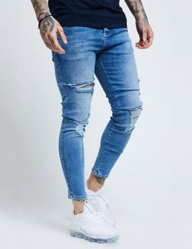 Pantalón Siksilk DISTRESSED SKINNY - Mid wash denim