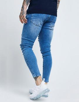 Pantalón Siksilk DISTRESSED SKINNY - Mid wash denim