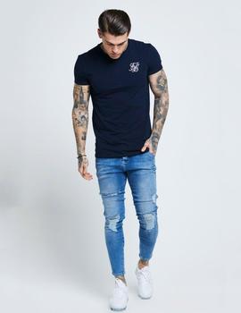 Pantalón Siksilk DISTRESSED SKINNY - Mid wash denim