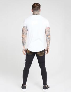 Camiseta Siksilk TAPE COLLAR GYM TEE - White Gold