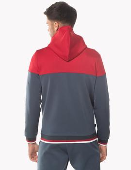 Sudadera RIBBED FULL ZIP - Gris Oscuro/Rojo
