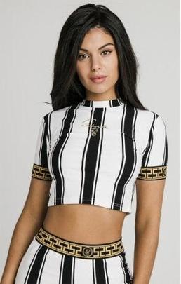 Camiseta Siksilk ATHENA STRIPE BOX - Black White