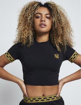 Camiseta Siksilk TAPE CUFF CROP - Black