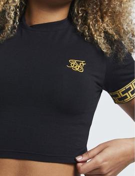 Camiseta Siksilk TAPE CUFF CROP - Black