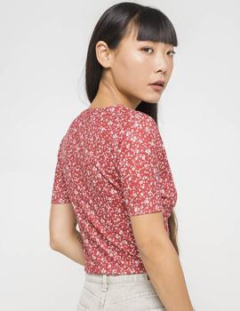 Camiseta Kaotiko  Top MARGE - Flores Rojo