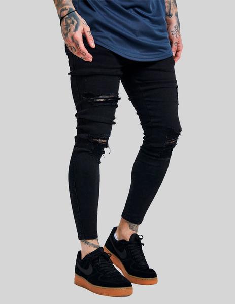 SikSilk DISTRESSED SKINNY - Black