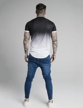 Camiseta SikSilk PRESTIGE FADE INSET TECH - Black/White