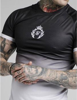 Camiseta SikSilk PRESTIGE FADE INSET TECH - Black/White