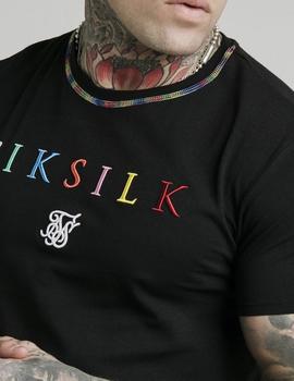 Camiseta SikSilk CURVED HEM COLOURS - Black/Multi