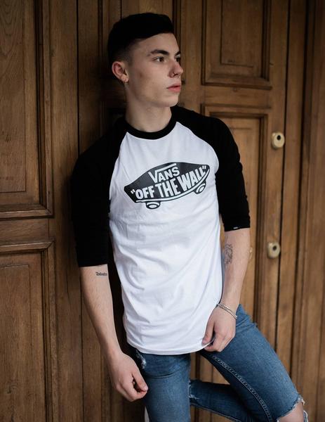 Turismo Lírico raro Camiseta Vans OTW RAGLAN - Blanco/Negro