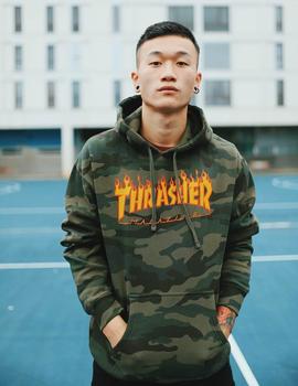 Sudadera capucha Thrasher FLAME LOGO - Camo