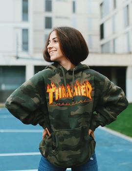 Sudadera capucha Thrasher FLAME LOGO - Camo