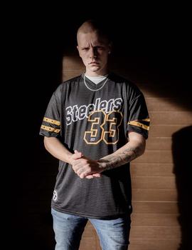 Camiseta STRIPE OVERSIZE STEELERS - Negro