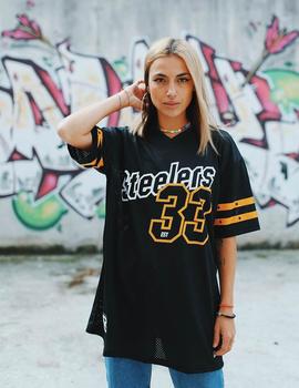 Camiseta STRIPE OVERSIZE STEELERS - Negro