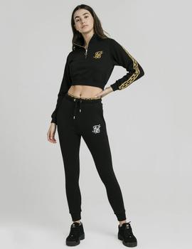 Sudadera Cartel 1/4 Zip crop - Black