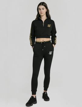 Sudadera Cartel 1/4 Zip crop - Black