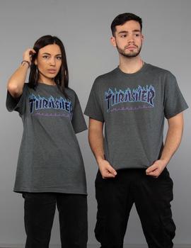 Camiseta Thrasher FLAME LOGO - Charcoal azul