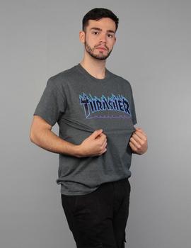 Camiseta Thrasher FLAME LOGO - Charcoal azul
