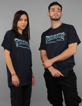 Camiseta Thrasher Negro Ice  - Azul
