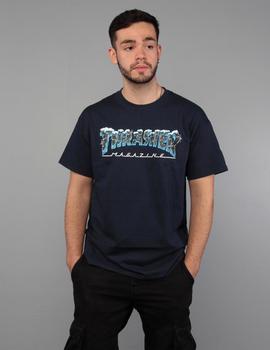 Camiseta Thrasher Negro Ice  - Azul