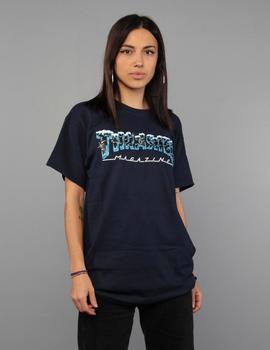 Camiseta Thrasher Negro Ice  - Azul