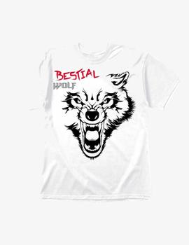 Camiseta BESTIAL WOLF IMPACT - Blanco Negro