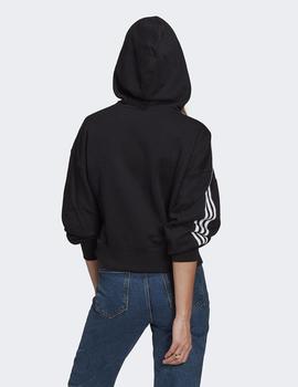 Sudadera Crop Capucha Adidas SHORT HOODIE - Negro