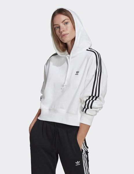 Sudadera Crop Capucha Adidas SHORT HOODIE Blanco