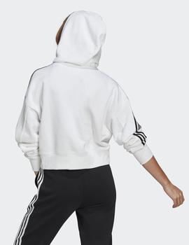 Sudadera Crop Capucha Adidas SHORT HOODIE - Blanco