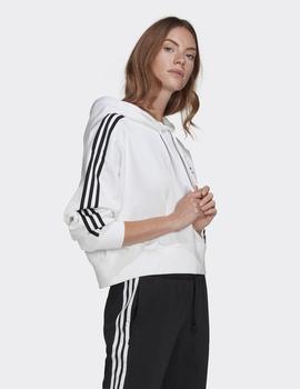 Sudadera Crop Capucha Adidas SHORT HOODIE - Blanco