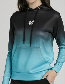 Sudadera Capucha Fade overhead - Black/teal fade