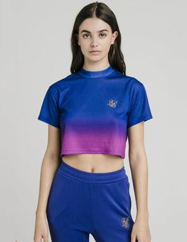 Camiseta Siksilk FADE PRINT CROP - Mazarine blue/Rose viol