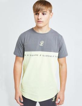 Camiseta Illusive London BLAZE CUT&SEW - Dark Grey/Lime