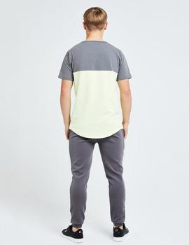 Camiseta Illusive London BLAZE CUT&SEW - Dark Grey/Lime