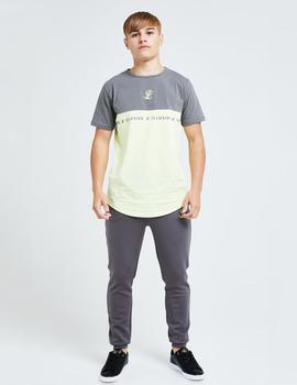 Camiseta Illusive London BLAZE CUT&SEW - Dark Grey/Lime