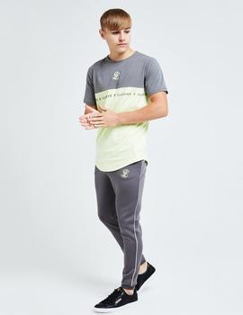 Camiseta Illusive London BLAZE CUT&SEW - Dark Grey/Lime