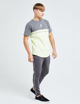 Camiseta Illusive London BLAZE CUT-SEW - Dark Grey/Lime