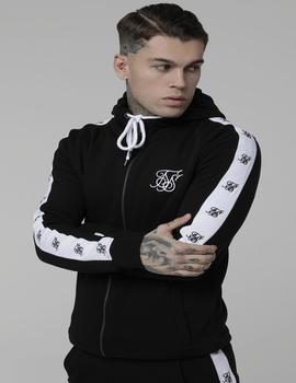 Sudadera SIKSILK INSET ZIP THROUGH HOODIE - BLACK WHITE