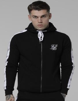 Sudadera SIKSILK INSET ZIP THROUGH HOODIE - BLACK WHITE