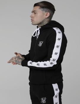 Sudadera SIKSILK INSET ZIP THROUGH HOODIE - BLACK WHITE