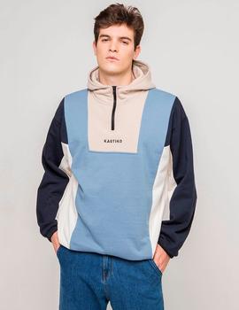 Sudadera Capucha KAOTIKO LOGAN - Blue/Beige/Ivory