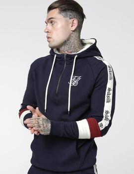 Sudadera SIKSILK  BORG OVERHEAD 1/4 ZIP RETRO TAPE HOODIE -