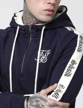 Sudadera SIKSILK  BORG OVERHEAD 1/4 ZIP RETRO TAPE HOODIE -