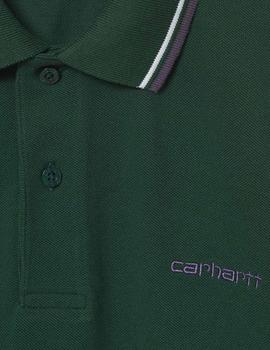 Polo Carhartt SCRIPT EMBROIDERY - Treehouse / Provence / Wh
