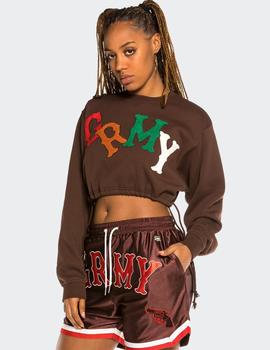 Sudadera Crew Grimey W THE LOOT GIRL CROP  - Marrón