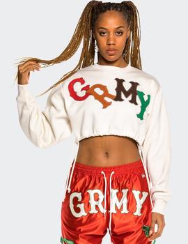 Sudadera Crew Grimey W THE LOOT GIRL CROP - Blanco