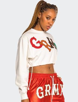 Sudadera Crew Grimey W THE LOOT GIRL CROP - Blanco